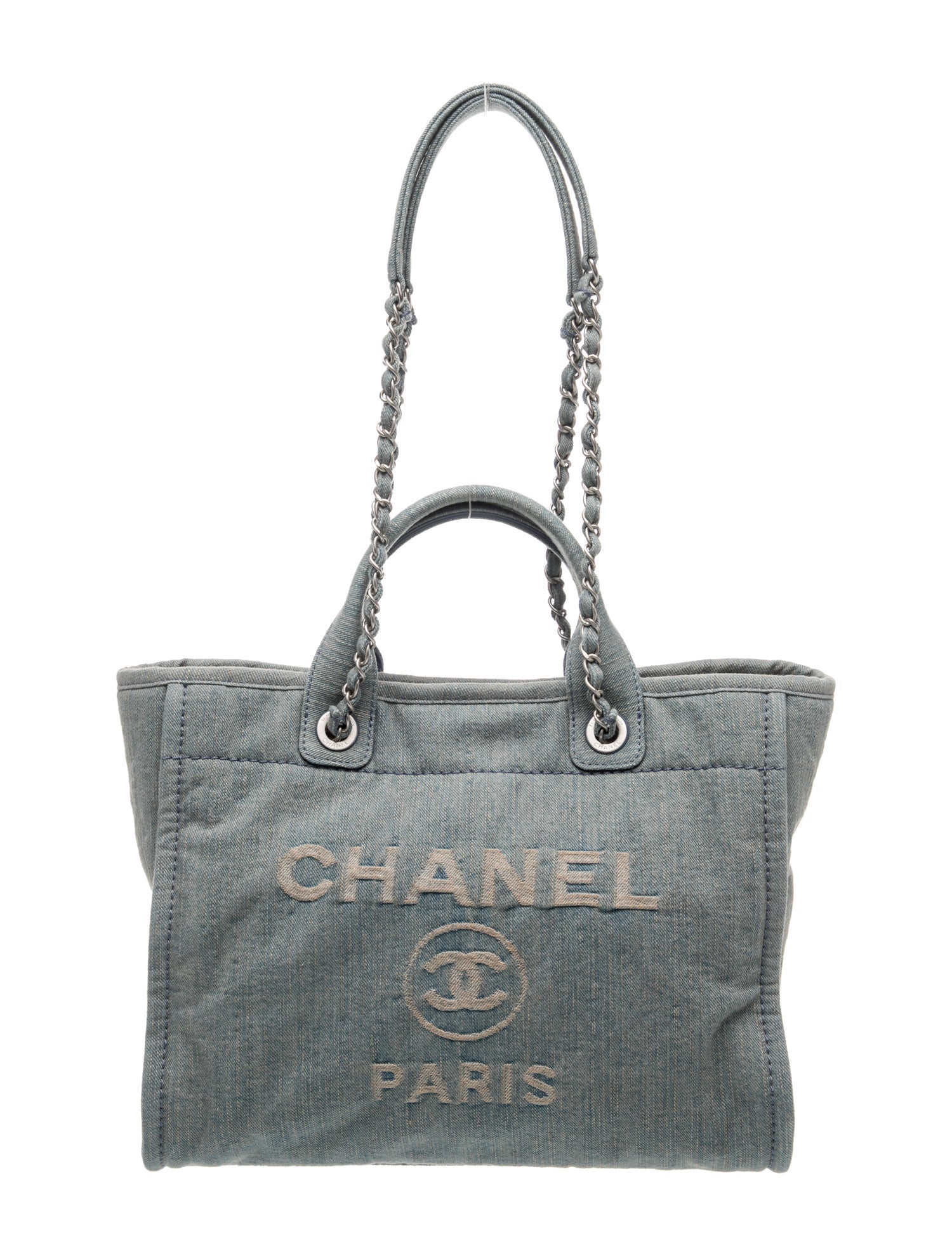 Small Denim Deauville Tote w/ Pouch