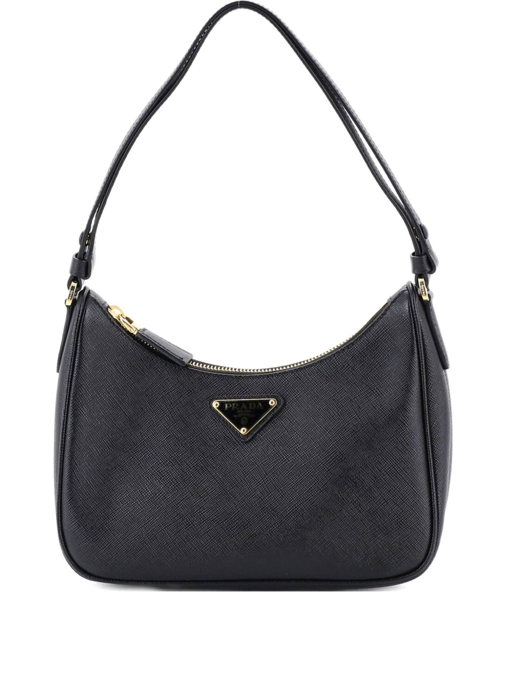 Adjustable Handle Zip Saffiano Leather Mini hobo bag
