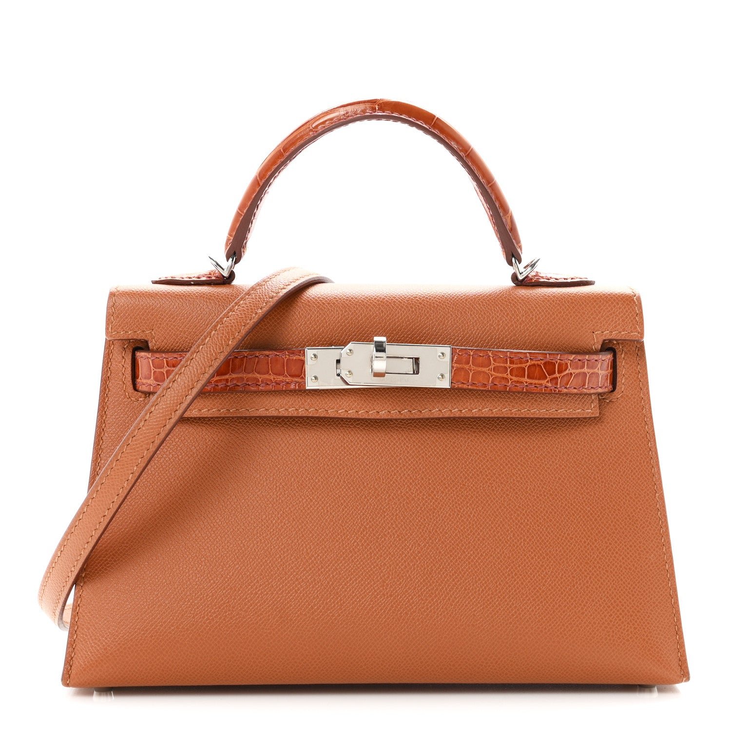 Hermes Hermes Madame Calfskin Matte Alligator Mini Kelly Sellier Touch 20 Gold