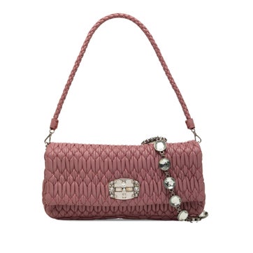 Leather Matelasse Nappa Crystal Chain Satchel