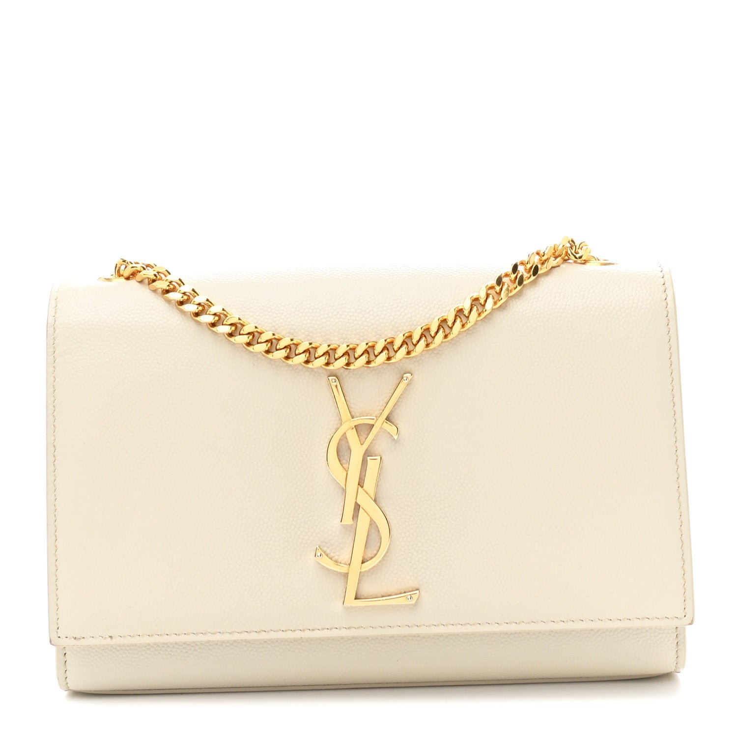 Saint Laurent Grain De Poudre Small Monogram Kate Satchel Crema Soft