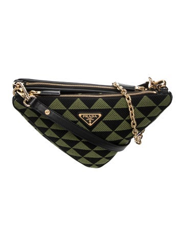 Prada Enameled Metal Triangle Triangle