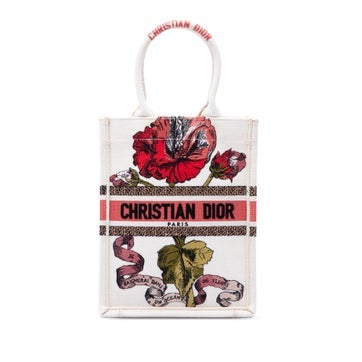 Dior Embroidered Canvas Fleurs Bibliques Vertical Book Tote