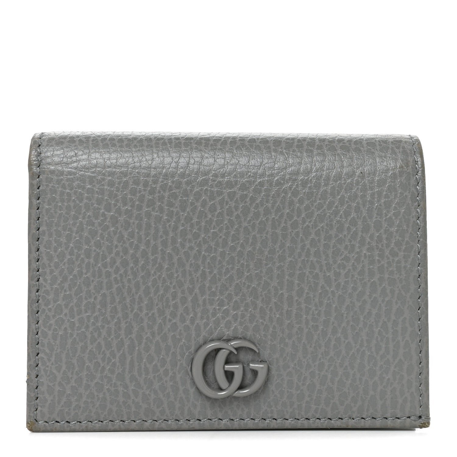 Gucci Dollar Calfskin Enamel Monochrome Medium GG Marmont Wallet Deep Grey