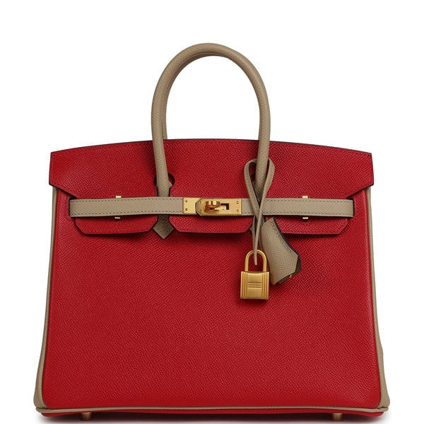 Pre-owned Hermes Special Order (HSS) Birkin 25 Rouge Casaque, Trench Epsom Gold Hardware