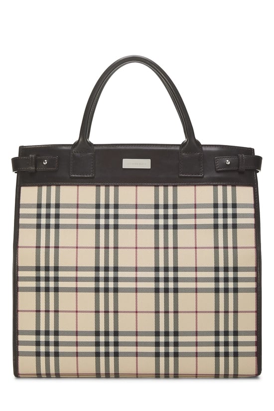 Burberry Brown Nylon Convertible Tote Medium