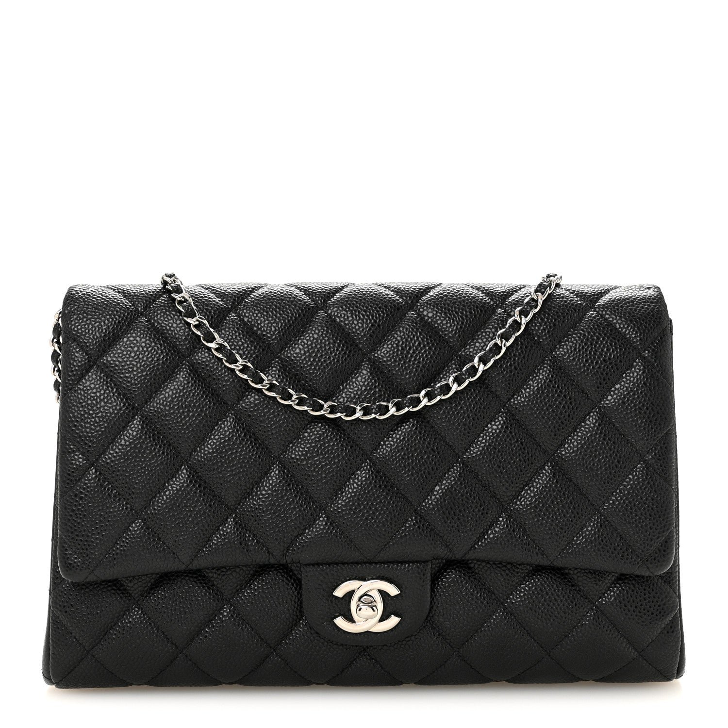 Chanel Chanel Caviar Quilted Clutch With Chain Flap Black