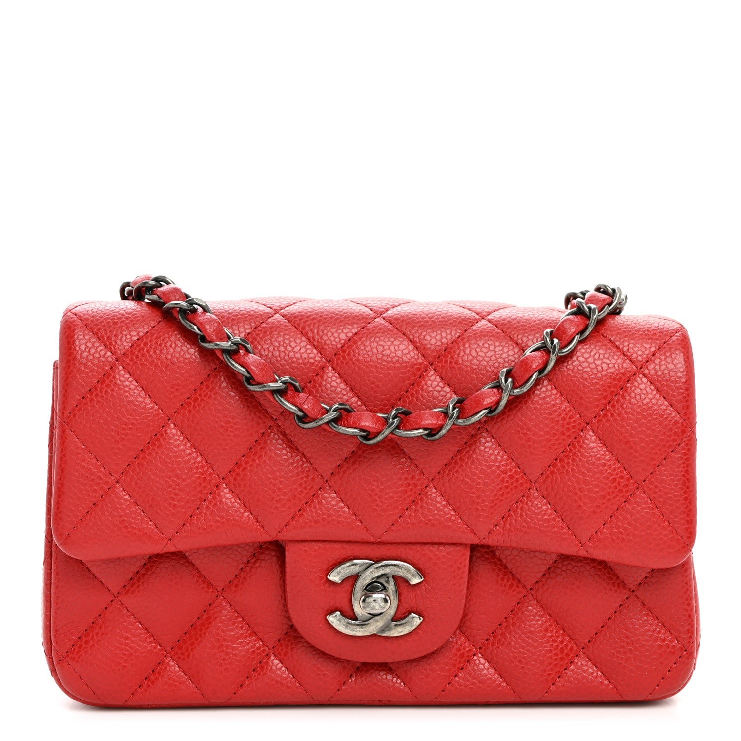 Chanel Caviar Quilted Mini Rectangular Flap Red