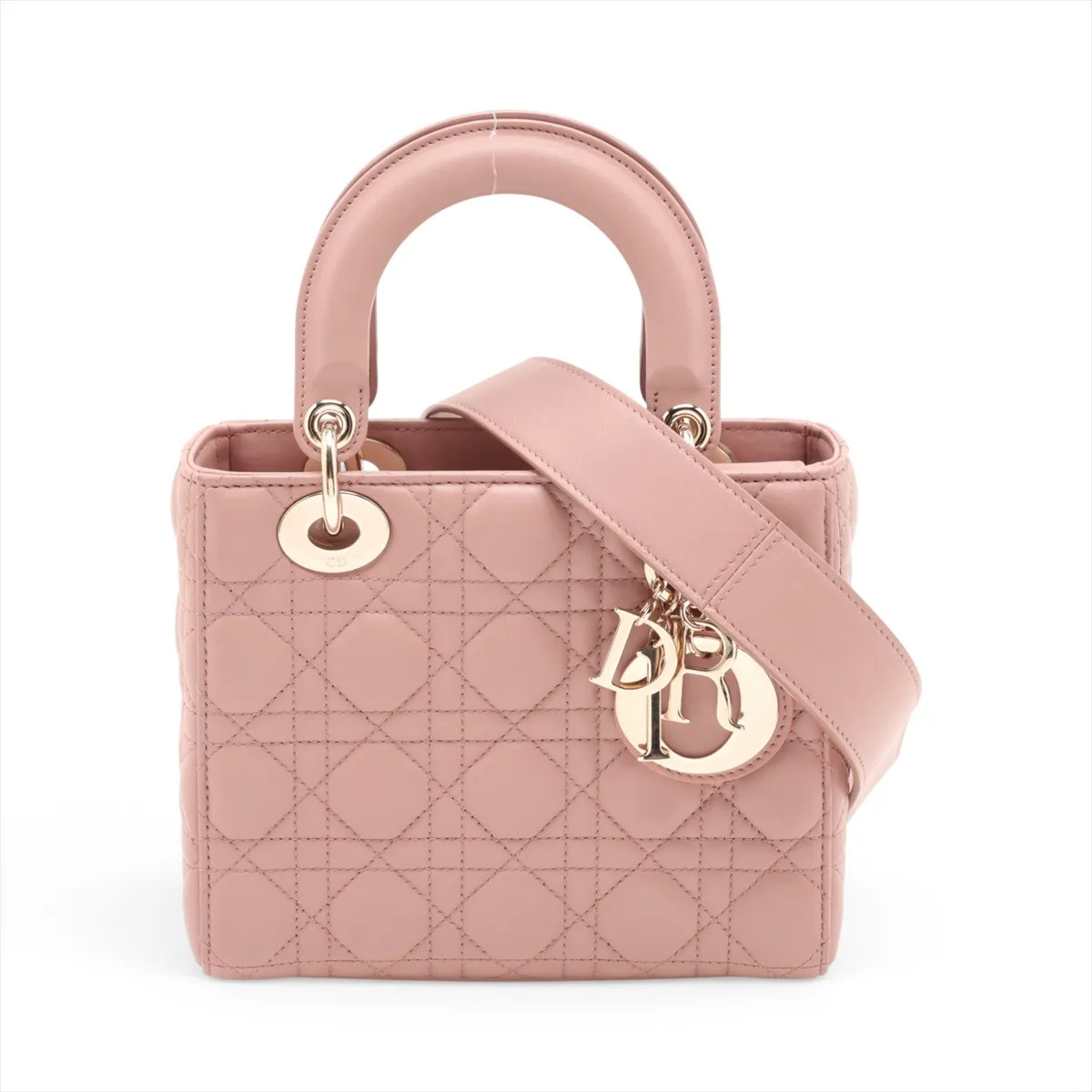 Christian Dior Cannage My Lady Dior Leather 2 Way Handbag Pink