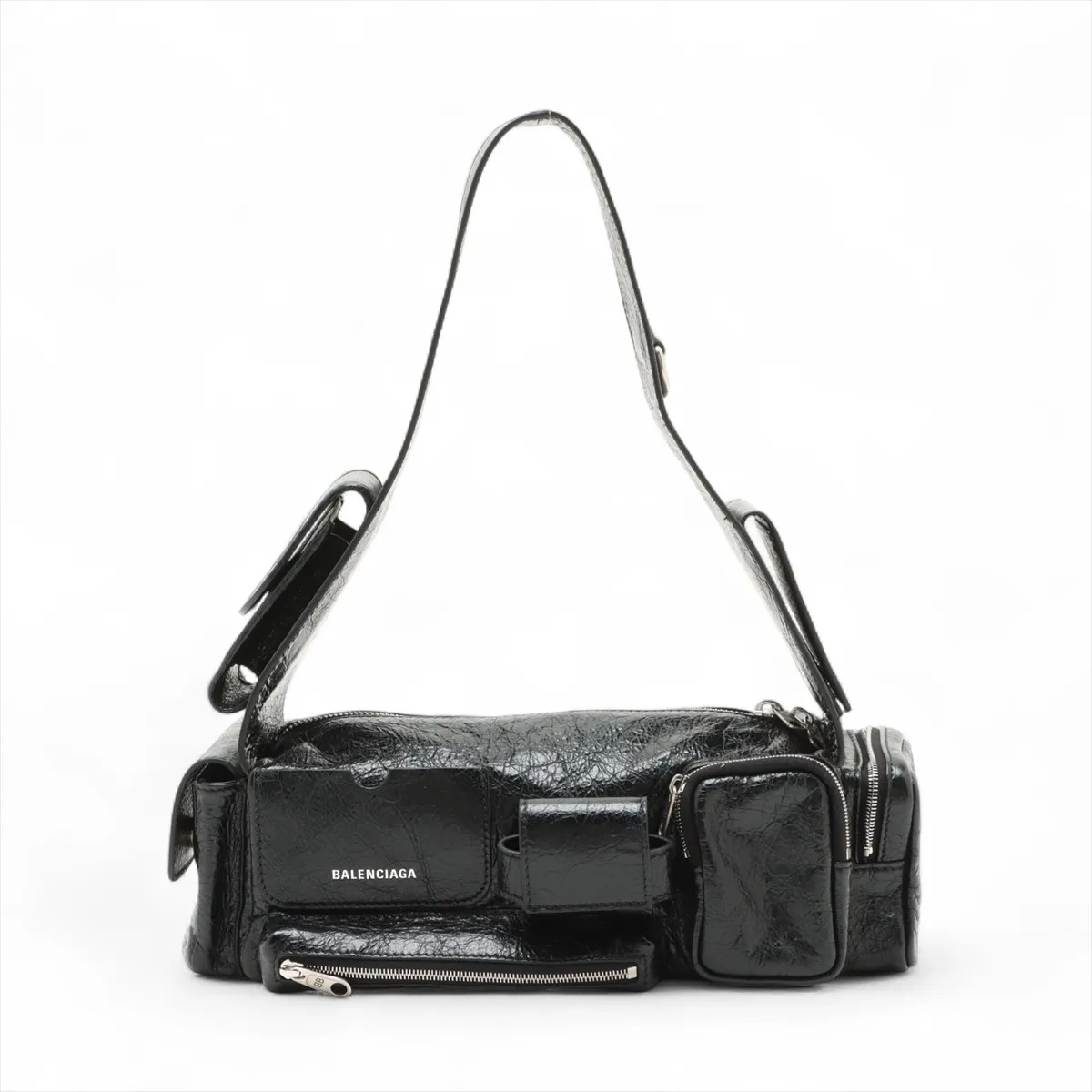 Balenciaga super busy Leather Shoulder bag Black 762516