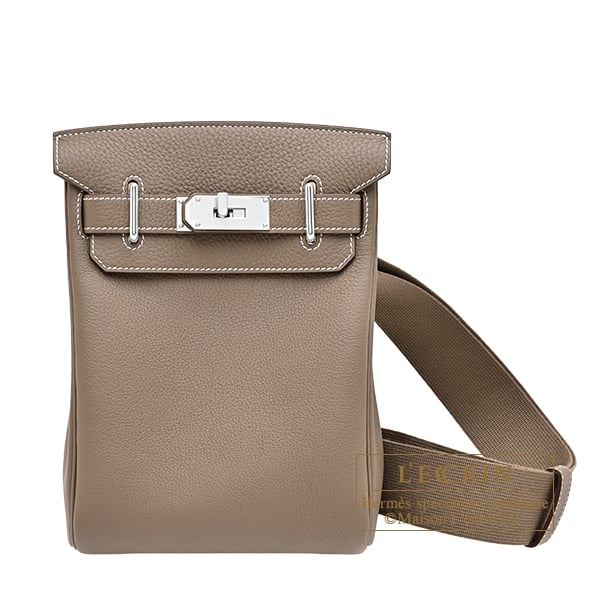 Hermes Hac a Dos PM Etoupe grey Togo leather Silver hardware