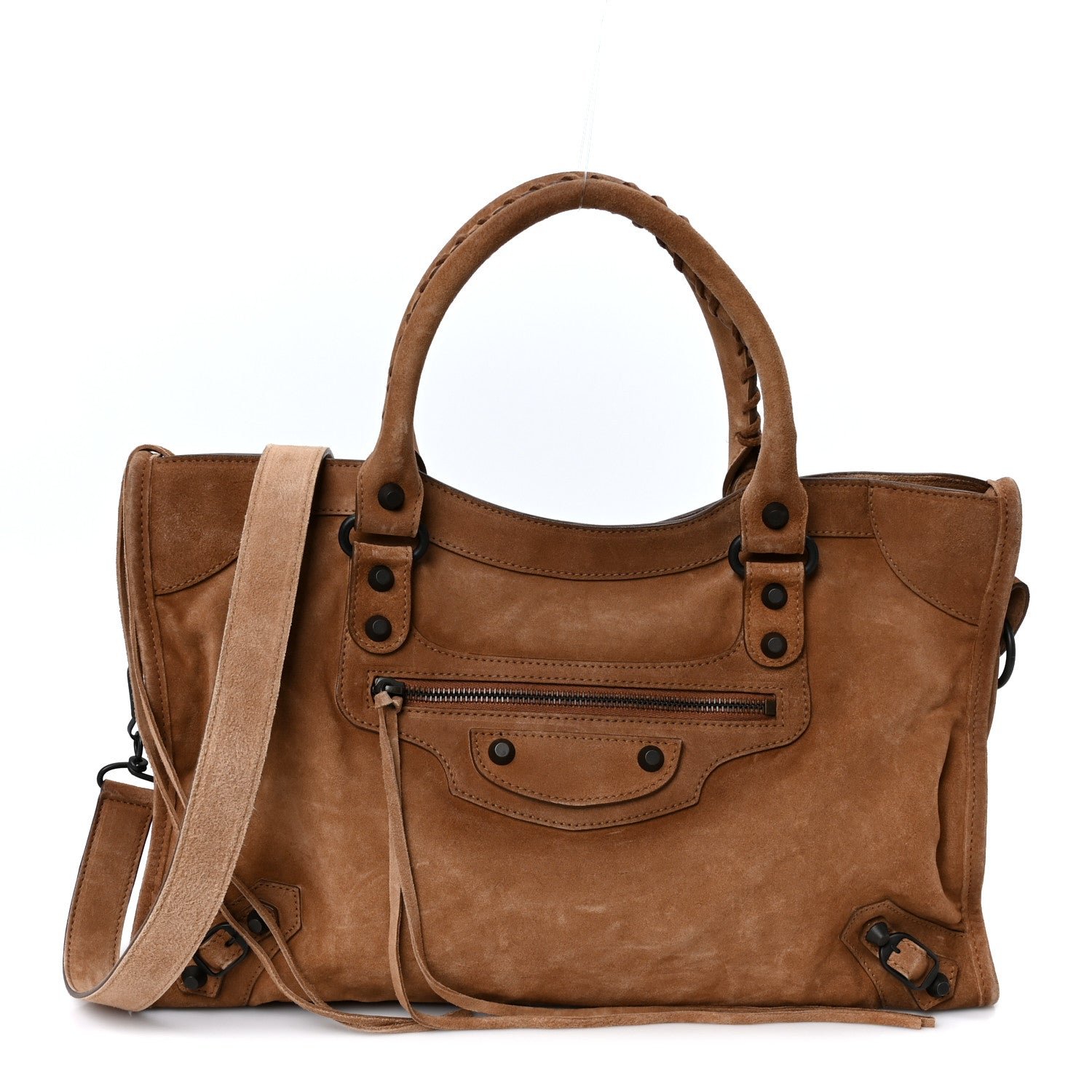 Balenciaga Waxed Suede Calfskin Classic Hardware Medium Le City Camel
