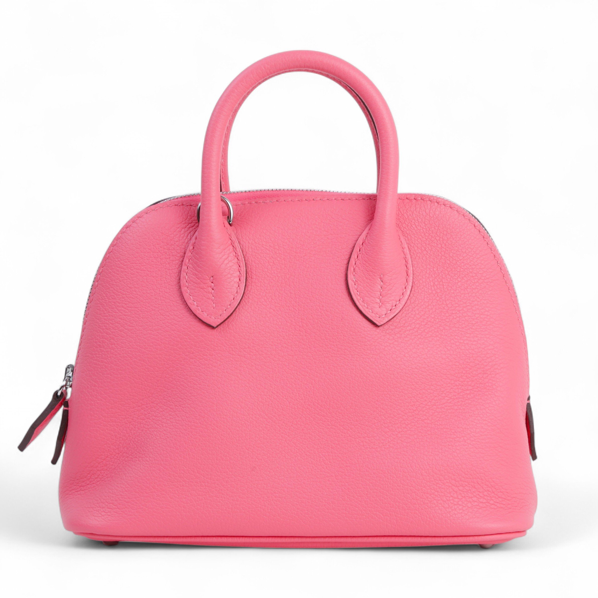 Hermes Brand New ( Rank N )  HERMÈS  Mini Bolide 1923 Rose Azalee (8W) Evercolor Palladium hardware K (2025)