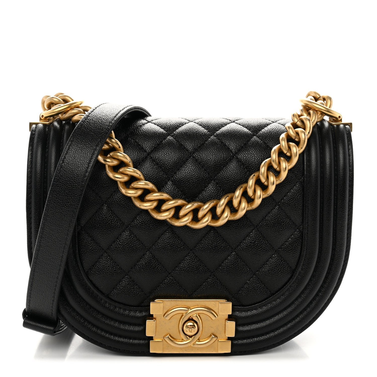 Chanel Caviar Quilted Small Boy Messenger Bag Black