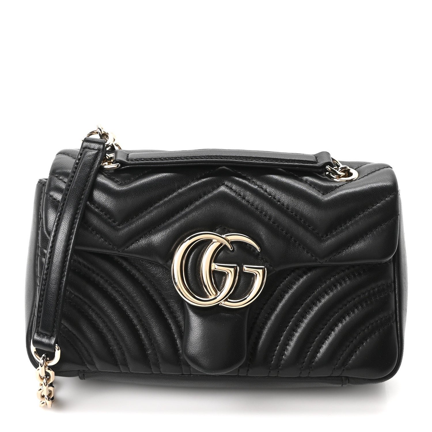 Gucci Lambskin Matelasse Small GG Marmont Shoulder Bag Black