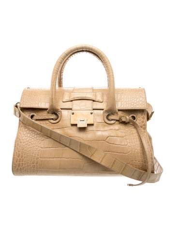 Embossed Leather Top Handle Bag