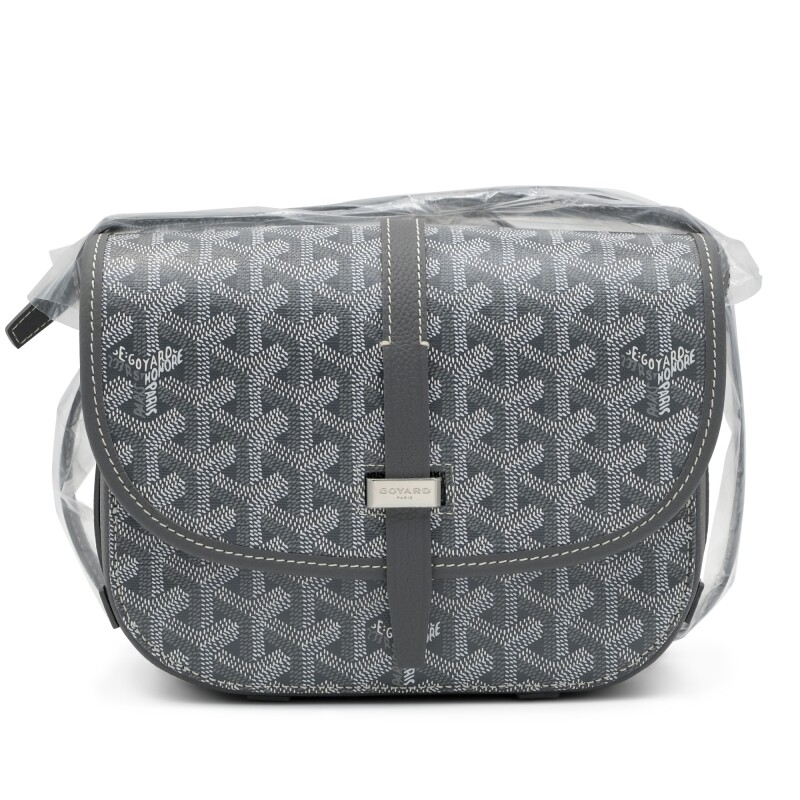 Goyard Grey Goyardine Canvas and Chevroches Calfskin Belvedere PM Bag