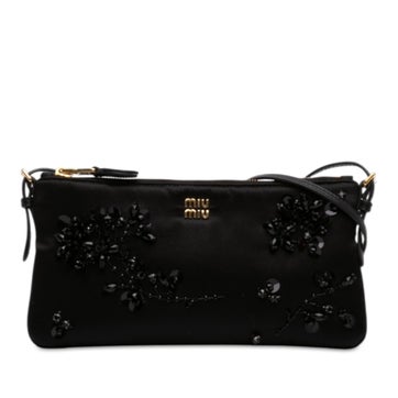 Crystal Embellished Satin Shoulder Bag