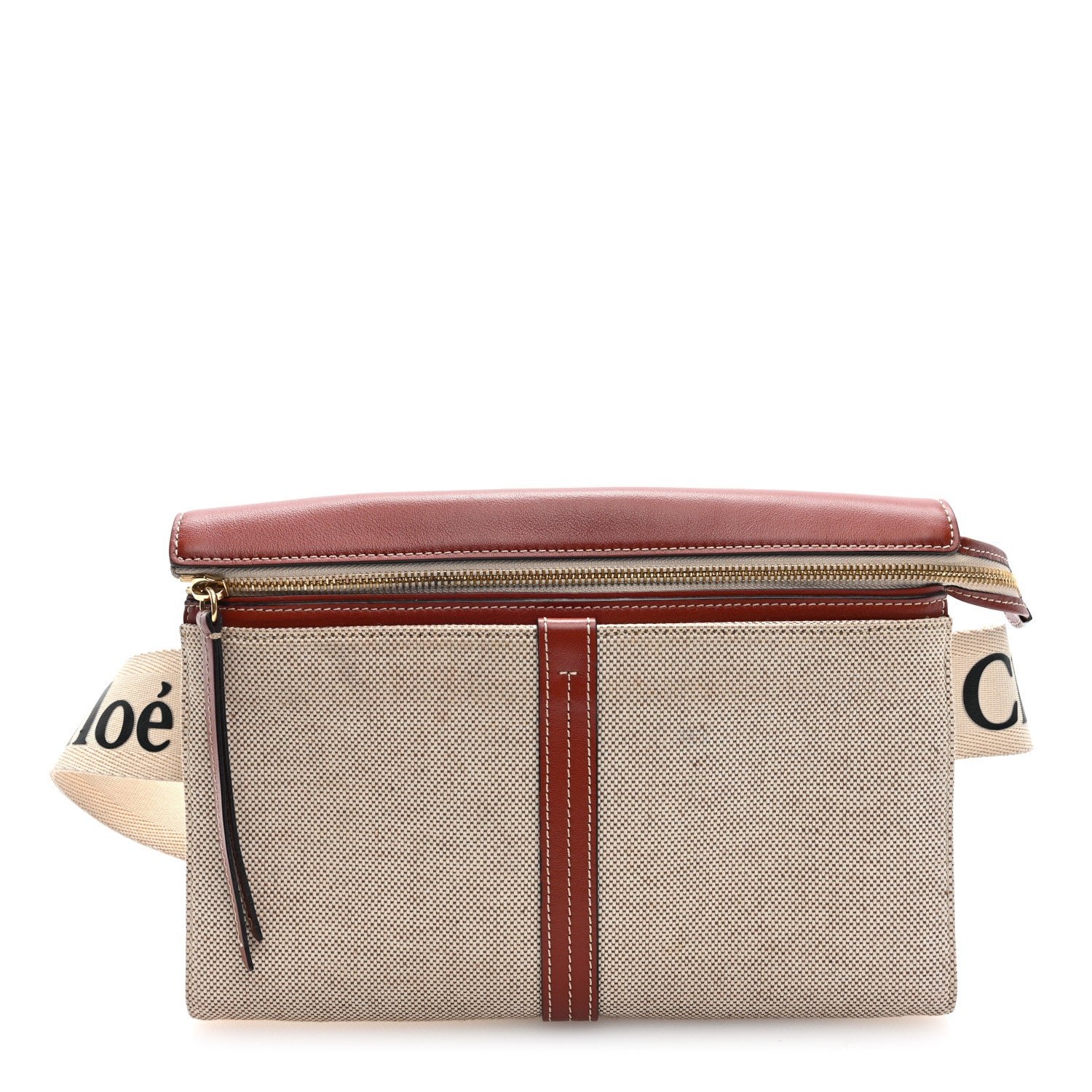 Chloe Cotton Calfskin Woody Belt Bag Beige Brown