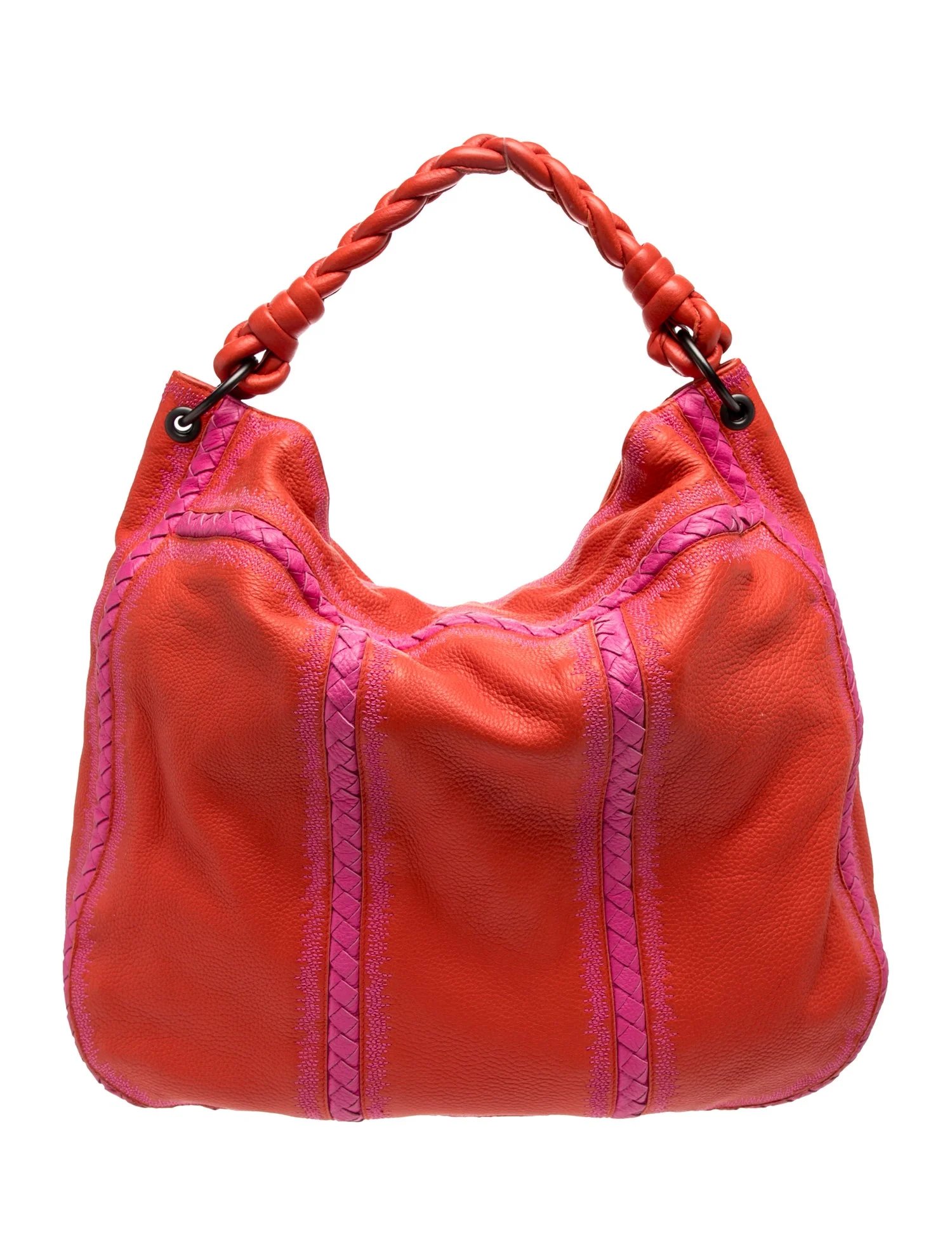 Leather Trimmed Washed Cervo Hobo Large