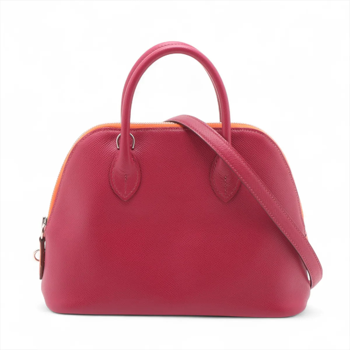 Hermès Bolide 1923 25 Tricolor Veau Epsom Ruby x orange x brick Silver Metal Fit