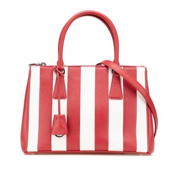 Leather Small Bicolor Saffiano Lux Galleria Double Zip Satchel