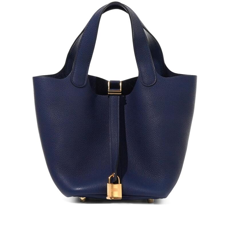 Hermes Bleu Saphir Clemence Picotin Lock 18 Gold Hardware, 2021