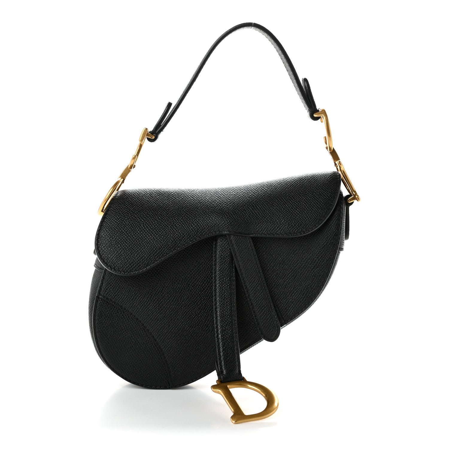 Christian Dior Grained Calfskin Mini Saddle Bag Black