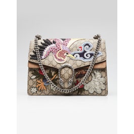 Gucci Gucci Beige GG Supreme Canvas Embroidered Bird/Flowers Medium Dionysus Shoulder Bag