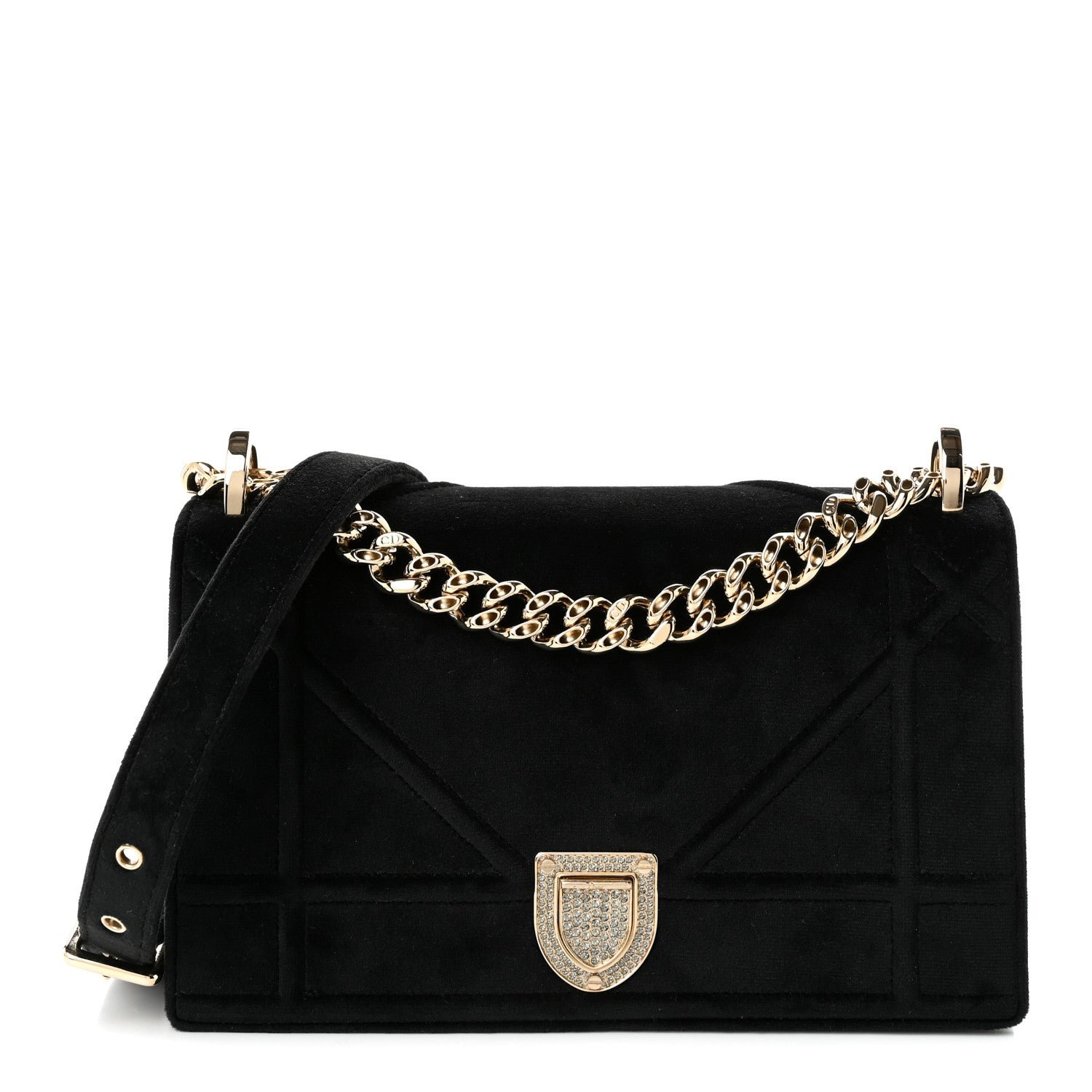 Christian Dior Velvet Small Diorama Flap Bag Black
