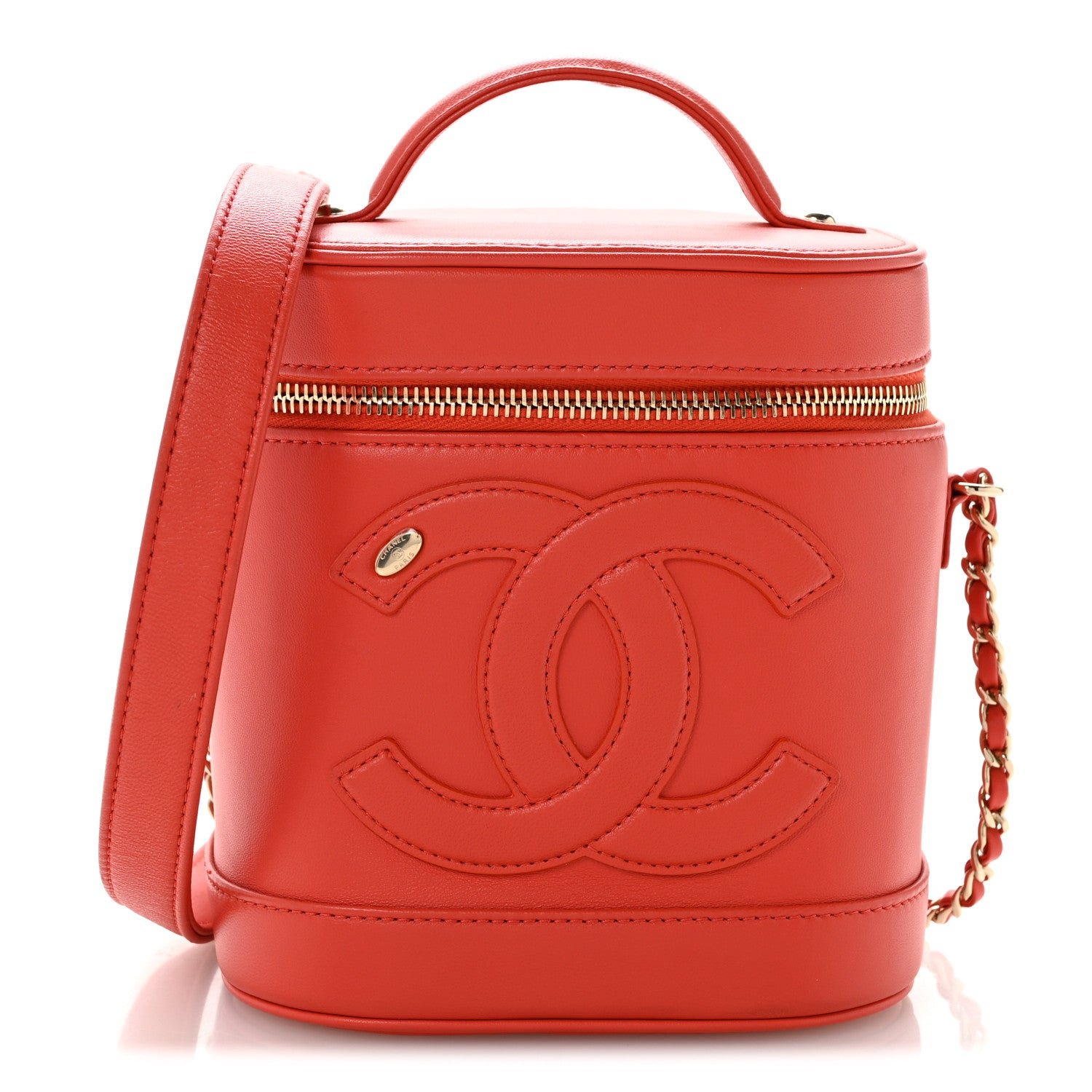 Chanel Lambskin Timeless Vanity Cosmetic Case Red