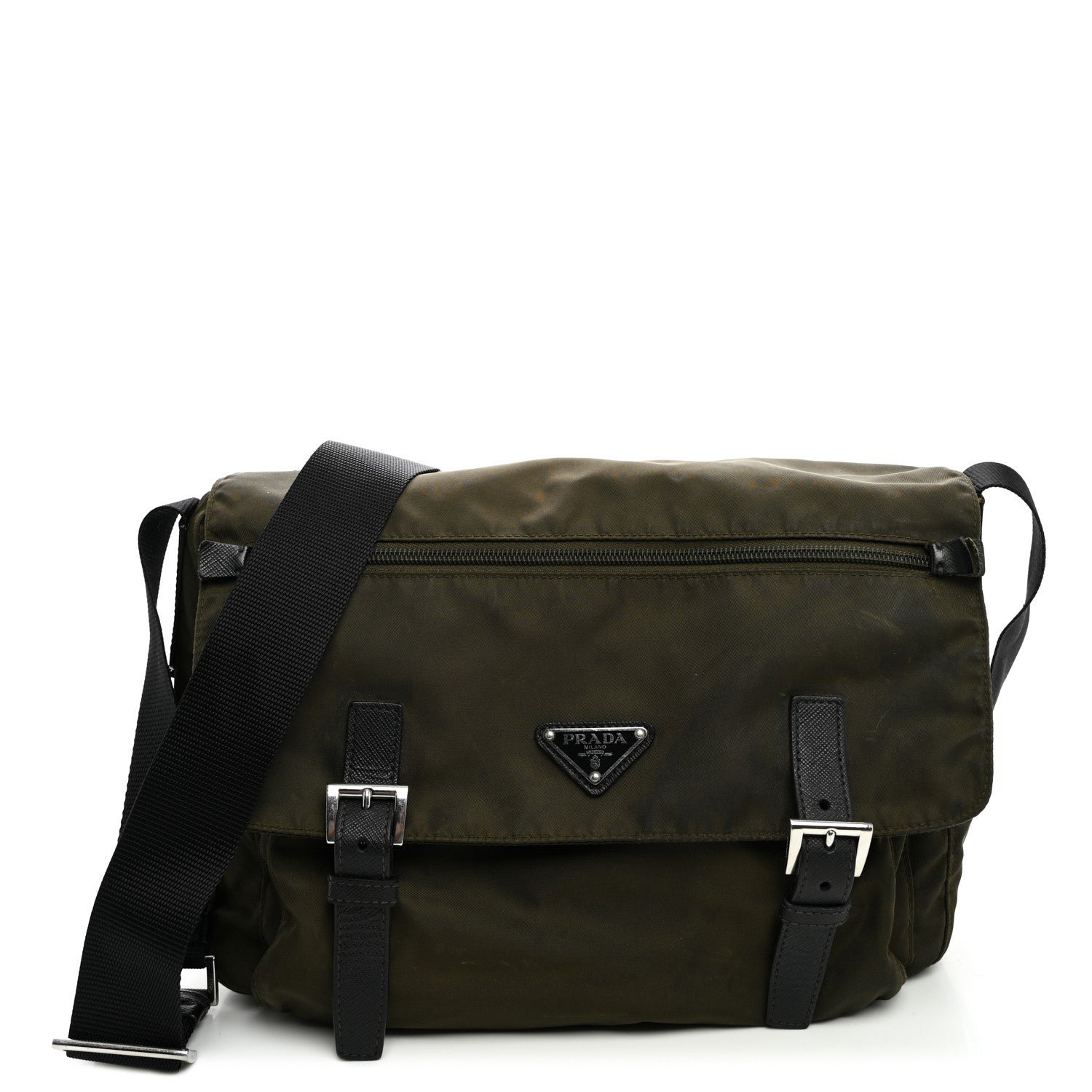Prada Tessuto Nylon Saffiano Messenger Bag Mimetico