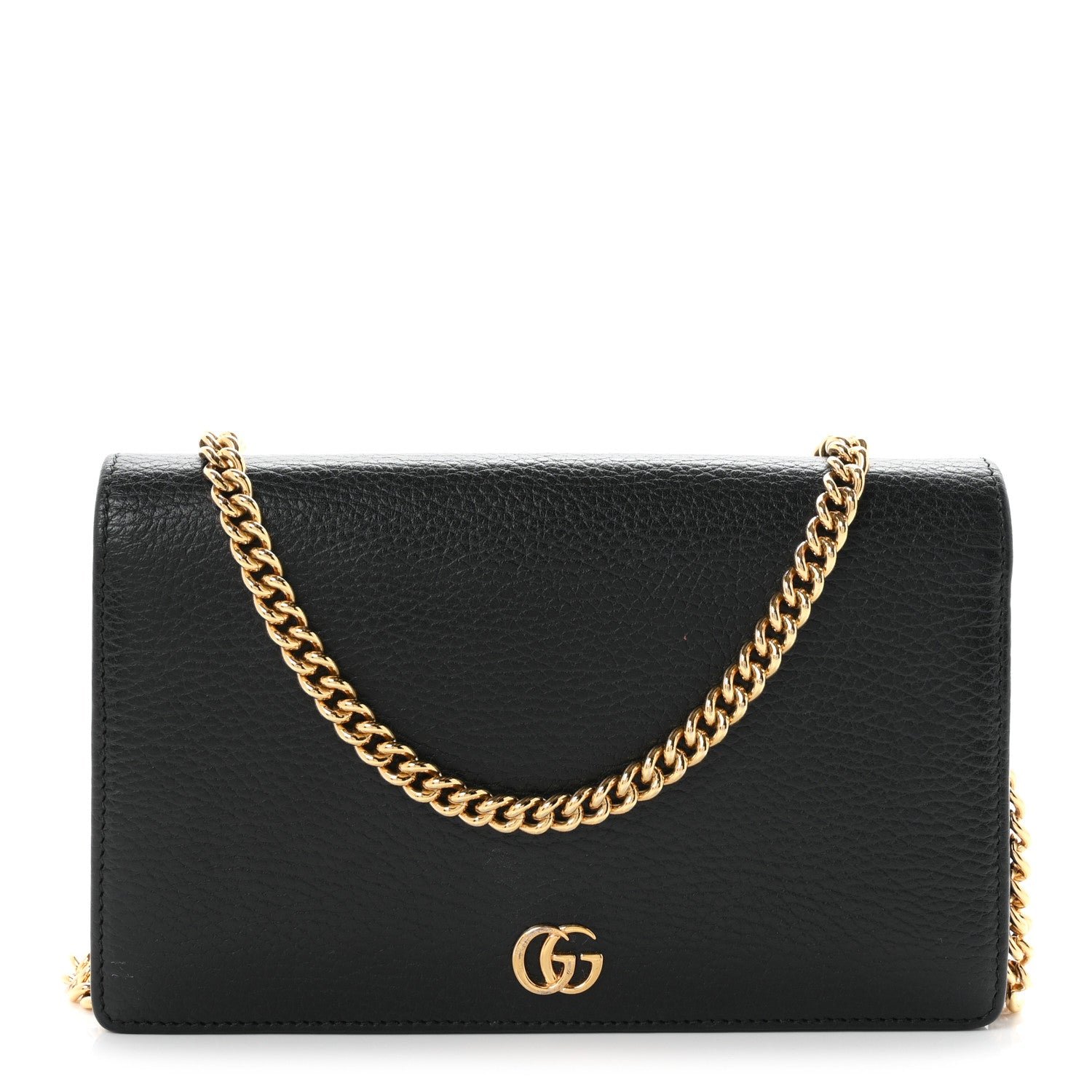 Gucci Calfskin Mini GG Marmont Chain Wallet Black