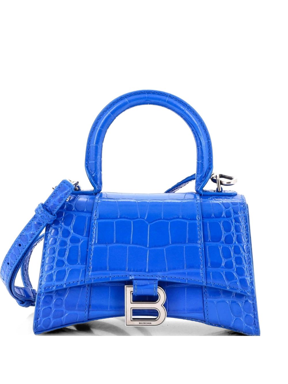 Balenciaga Hourglass Top Handle Bag Crocodile Embossed Leather XS satchel