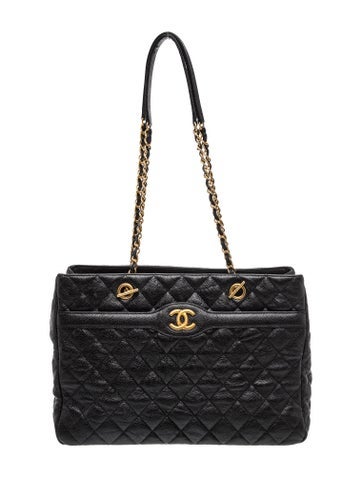 Quilted Caviar Large Two Tone Shopping Tote