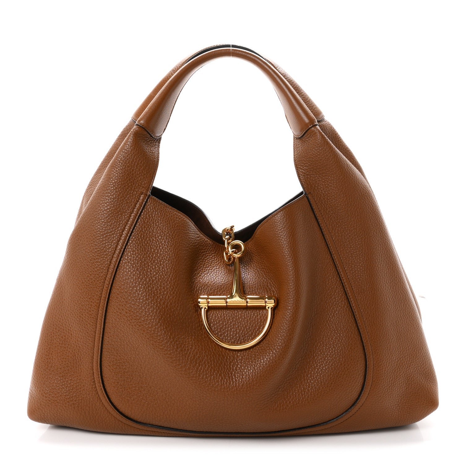 Gucci Grained Calfskin Softbit Maxi Shoulder Bag Brown