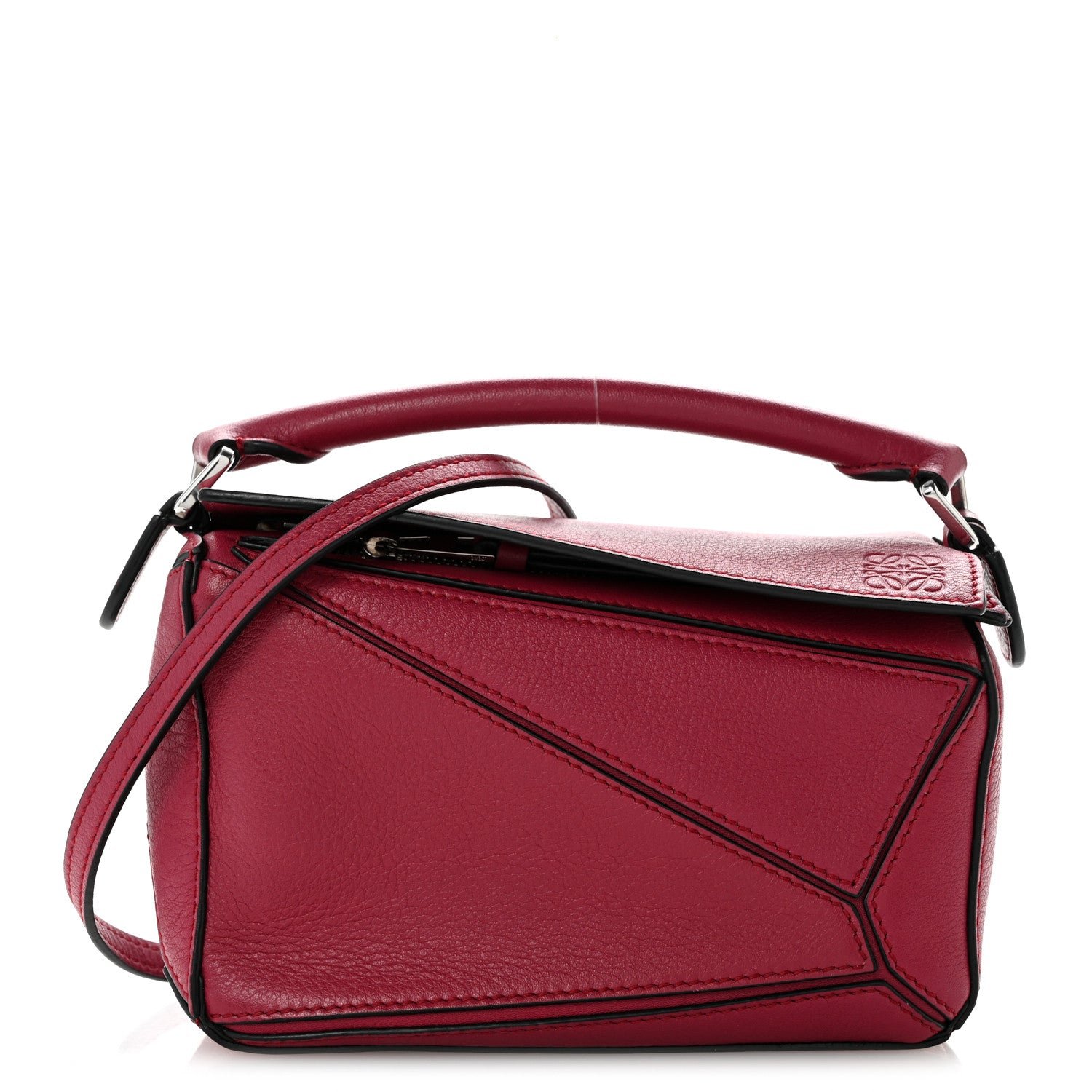 Loewe Calfskin Mini Puzzle Bag Raspberry