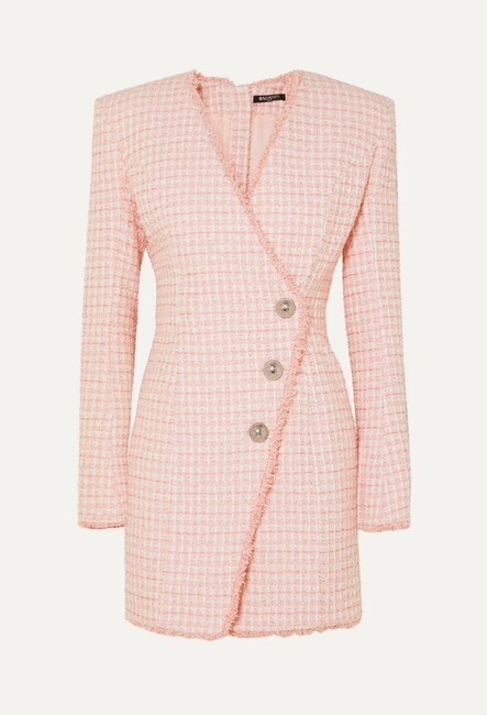 Balmain Balmain Tweed Dress, Pink with White, Size 38, Preowned