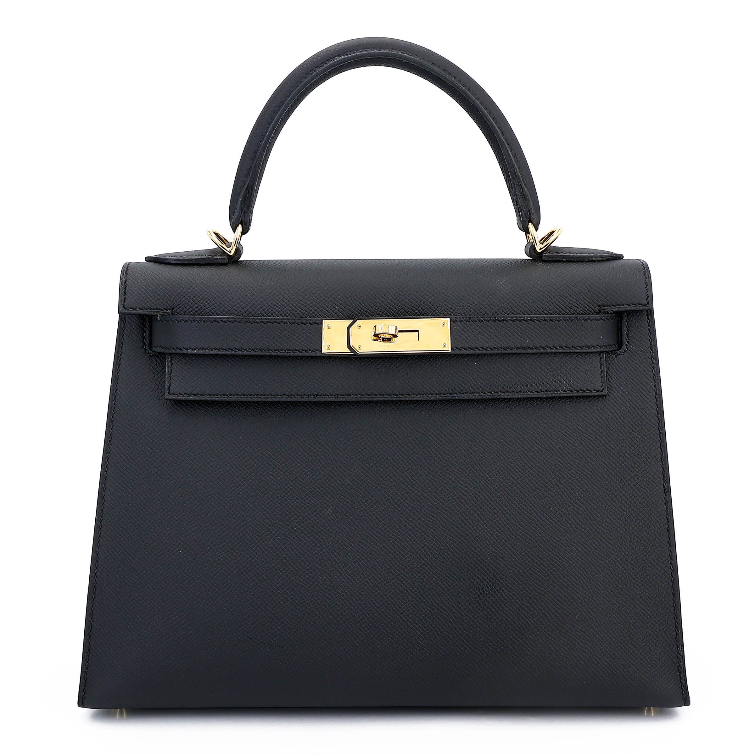 Hermes Excellent ( Rank SA ) HERMÈS Kelly 28 Sellier Noir (89) Epsom Gold hardware D (2019)