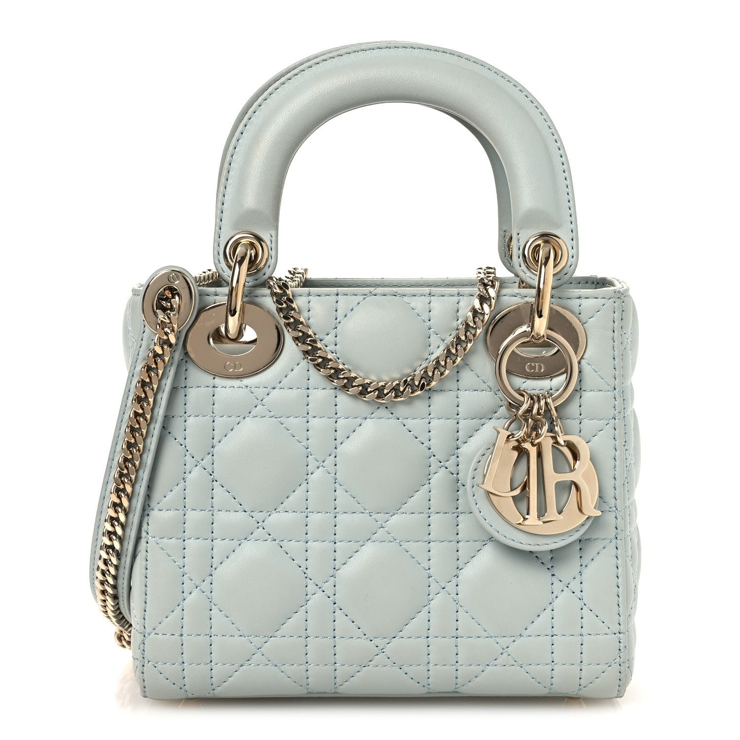 Christian Dior Lambskin Cannage Mini Lady Dior Blue