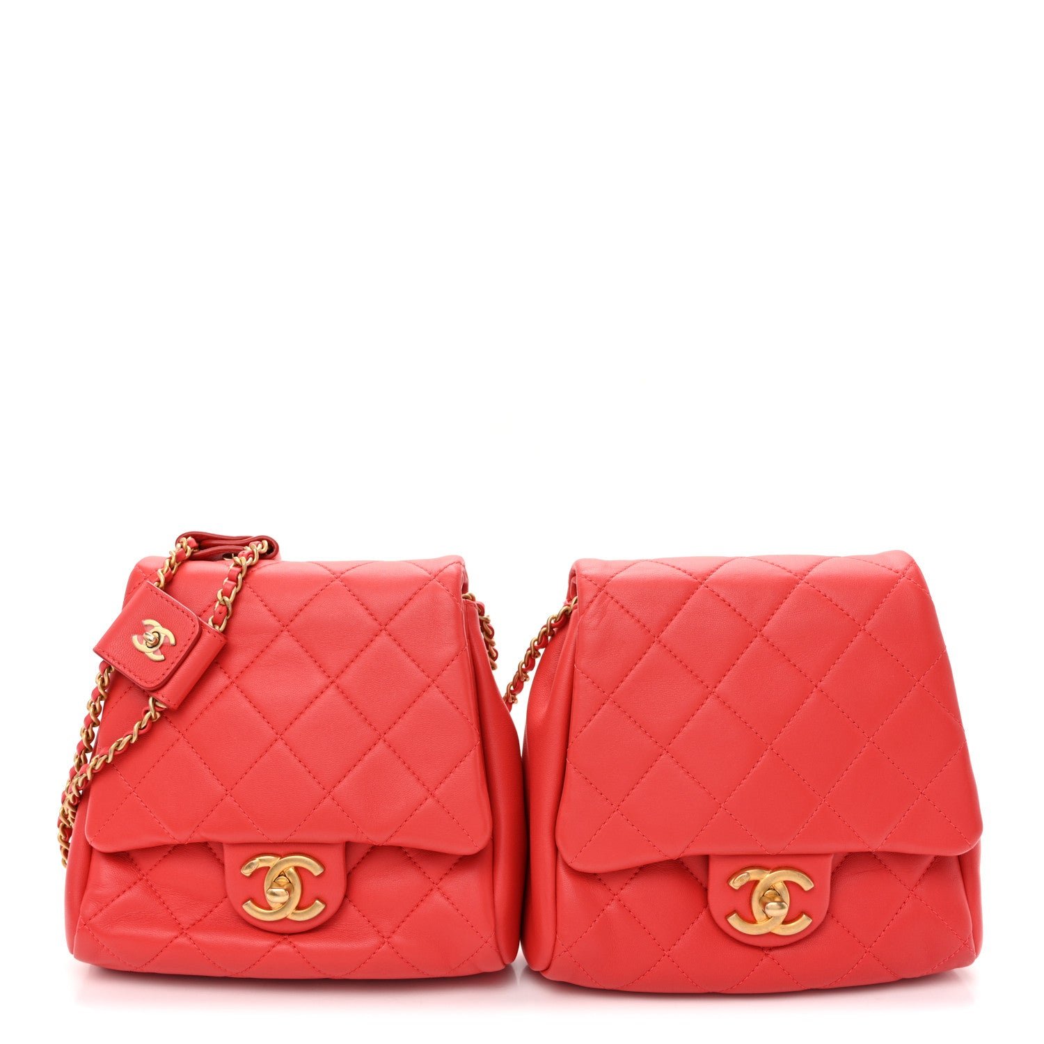 Chanel Lambskin Quilted Side-Packs Red