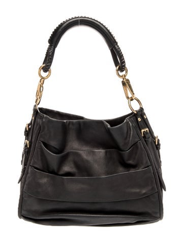 Leather Pleated Libertine Hobo Bag Vintage