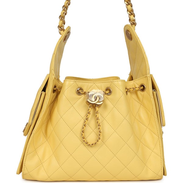 Chanel Chanel Small 25 Hobo Bag Yellow Caviar Antique Gold Hardware
