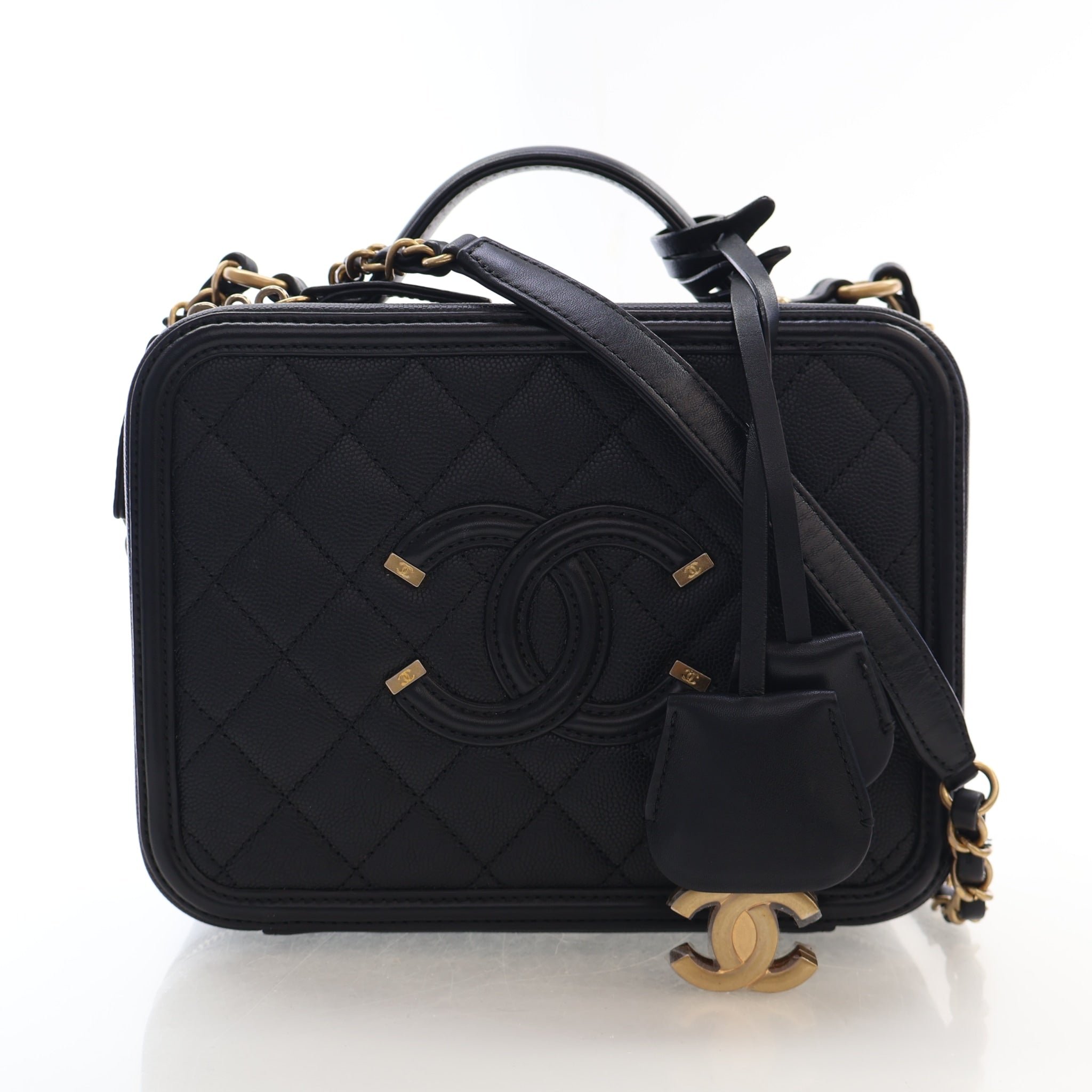 Chanel Small Caviar Filigree Vanity Case