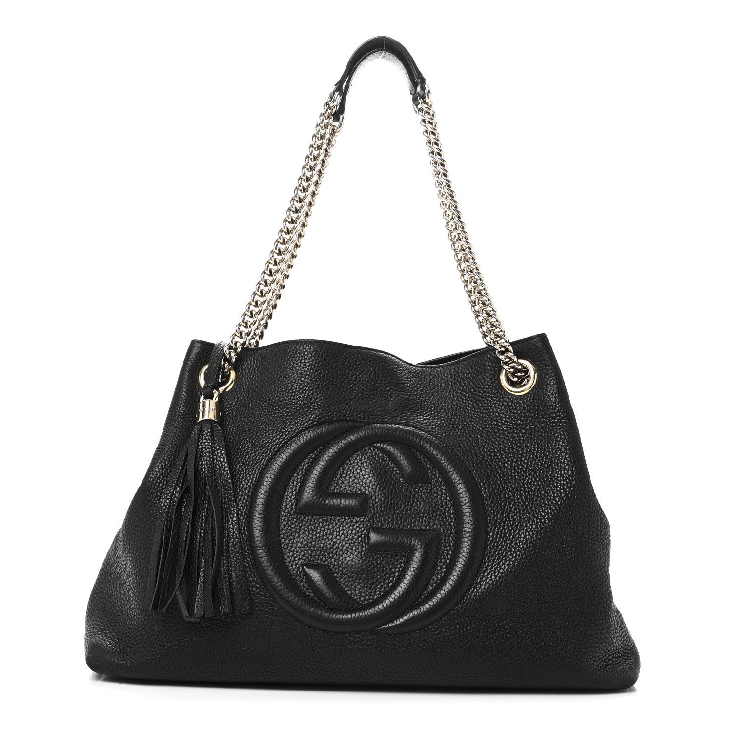 Gucci Pebbled Calfskin Medium Soho Chain Shoulder Bag Black