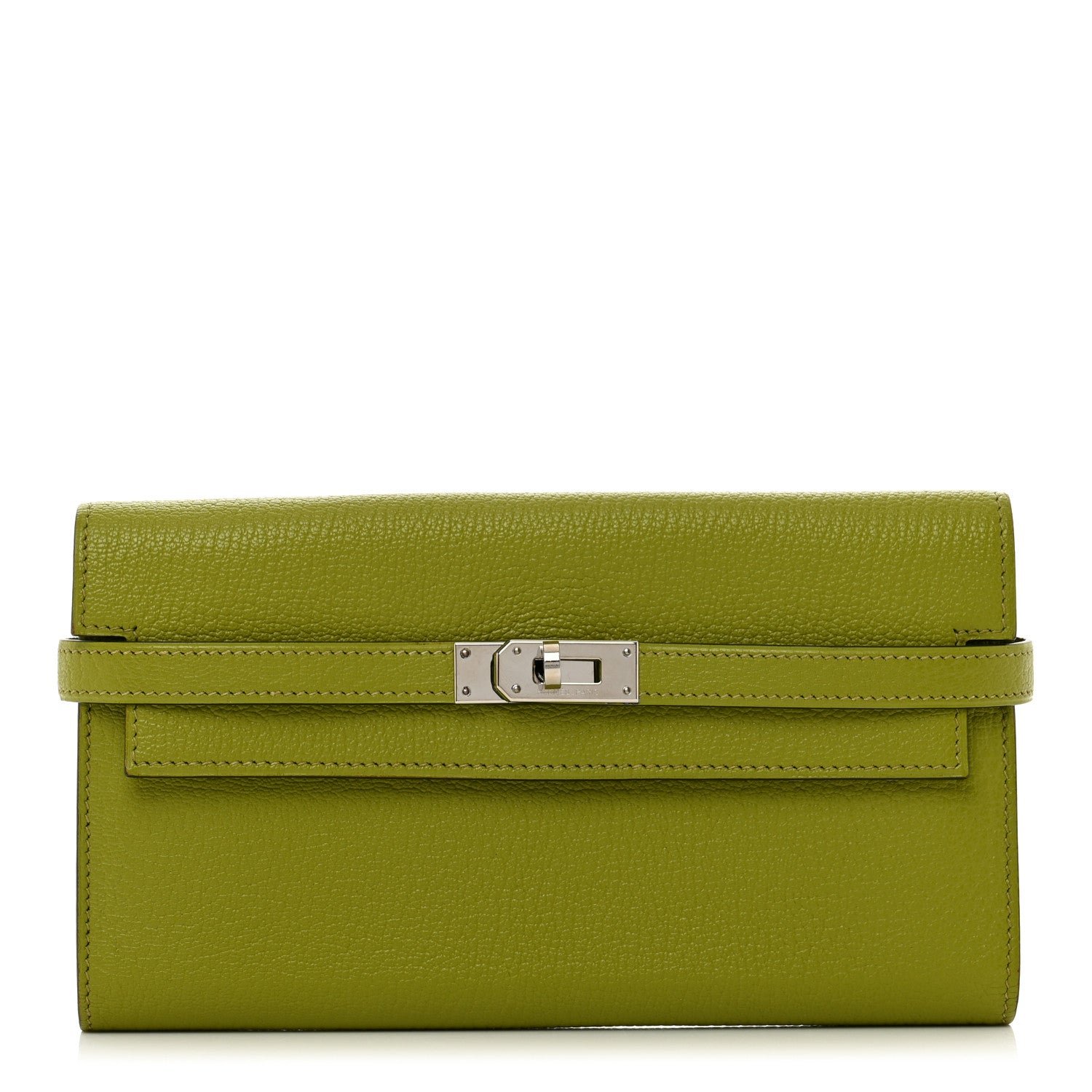 Hermes Chevre Mysore Kelly Longue Wallet Vert Anis