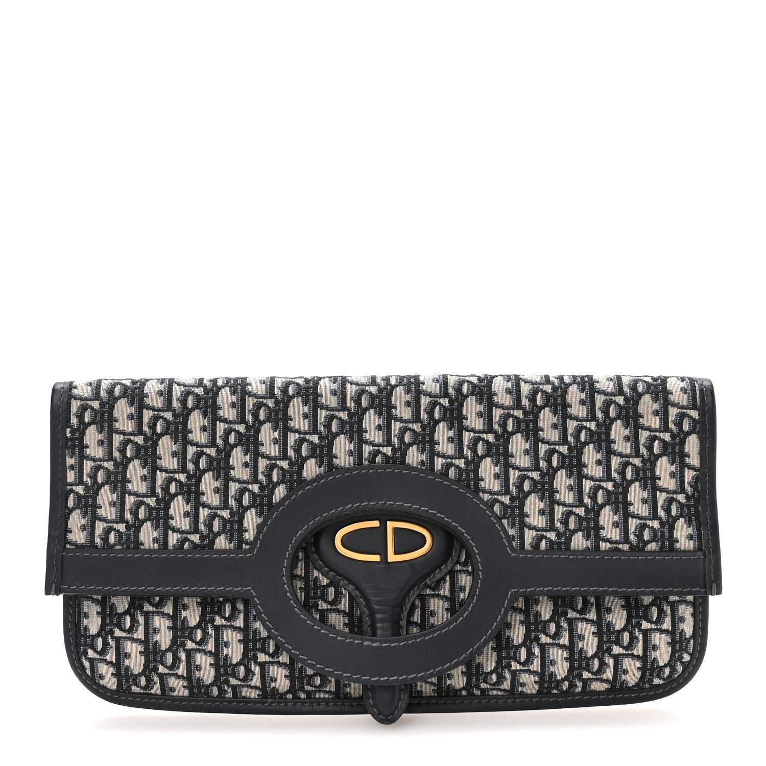 Christian Dior Oblique Fold Over Clutch Blue