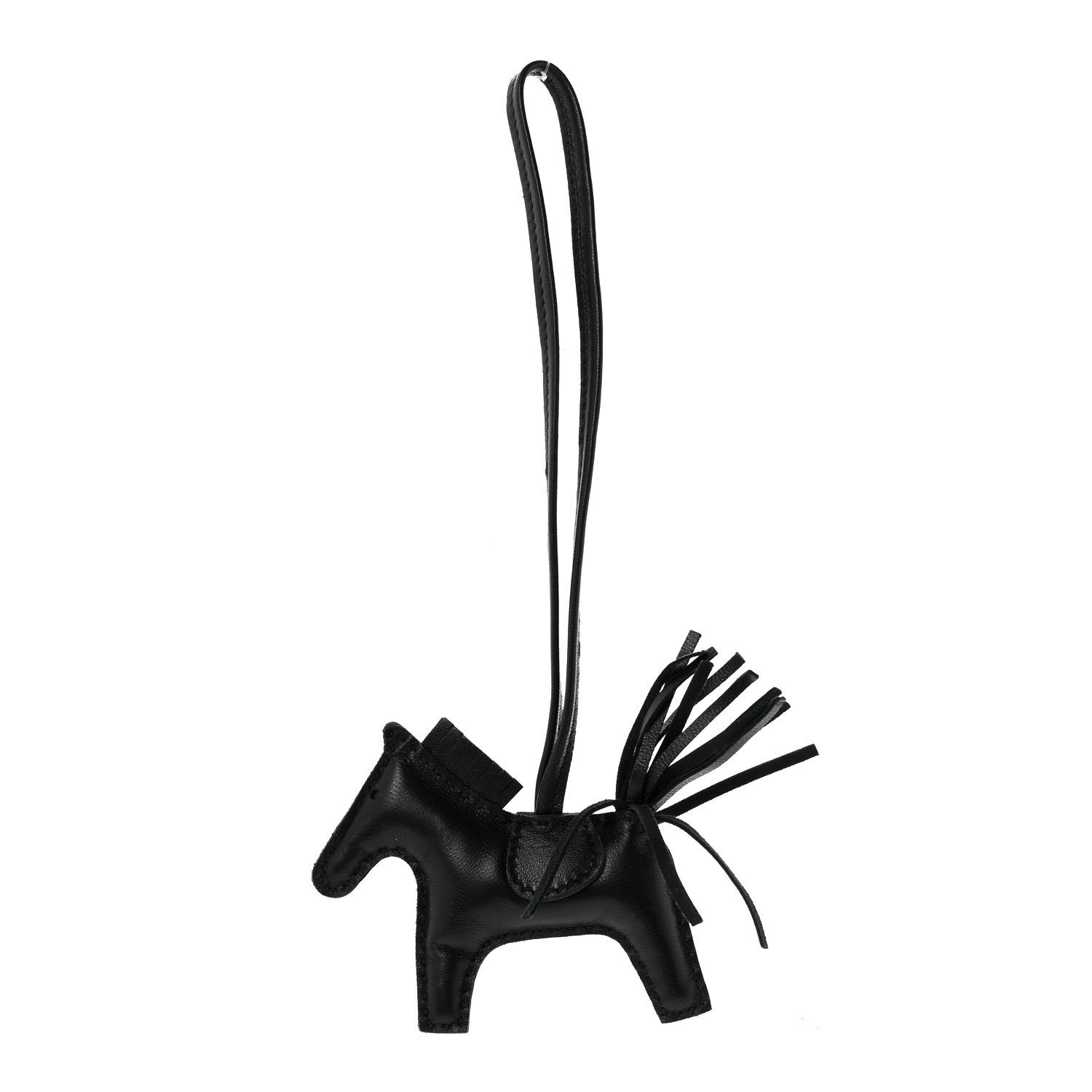 Hermes Milo Lambskin Grigri Rodeo Horse Bag Charm PM So Black