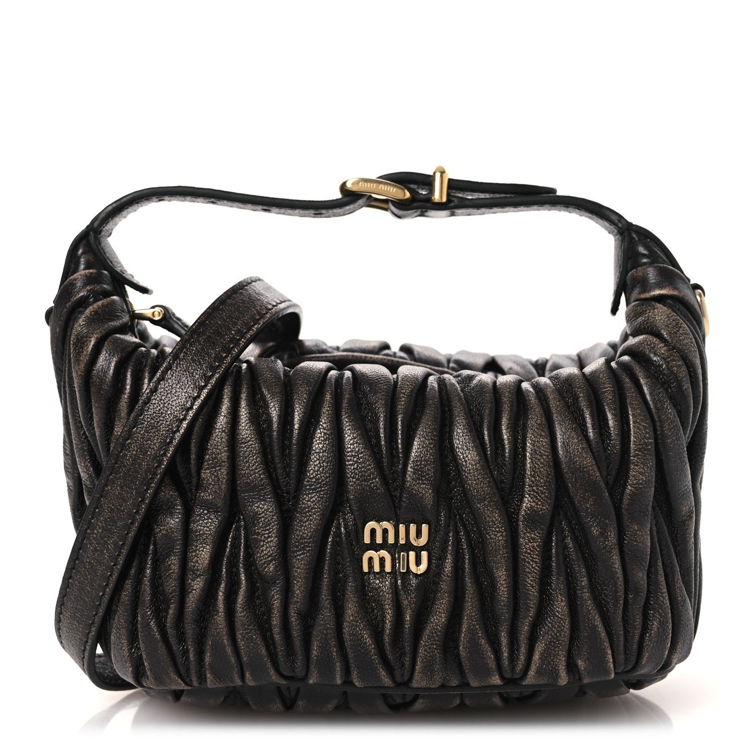 Miu Miu Nappa Matelasse Pouch Sand Coffee