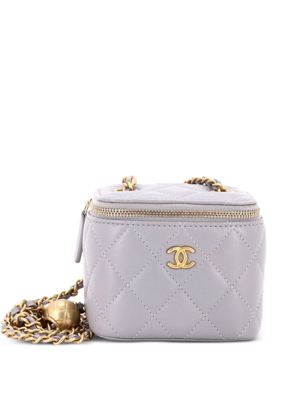 Pearl Crush Vanity Case with Chain Quilted Lambskin Mini clutch bag